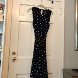 Polka dot navy dress with belt